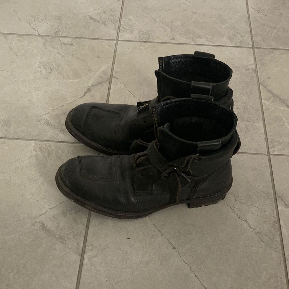 Black Leather Boots with Straps - Picture 2 of 3